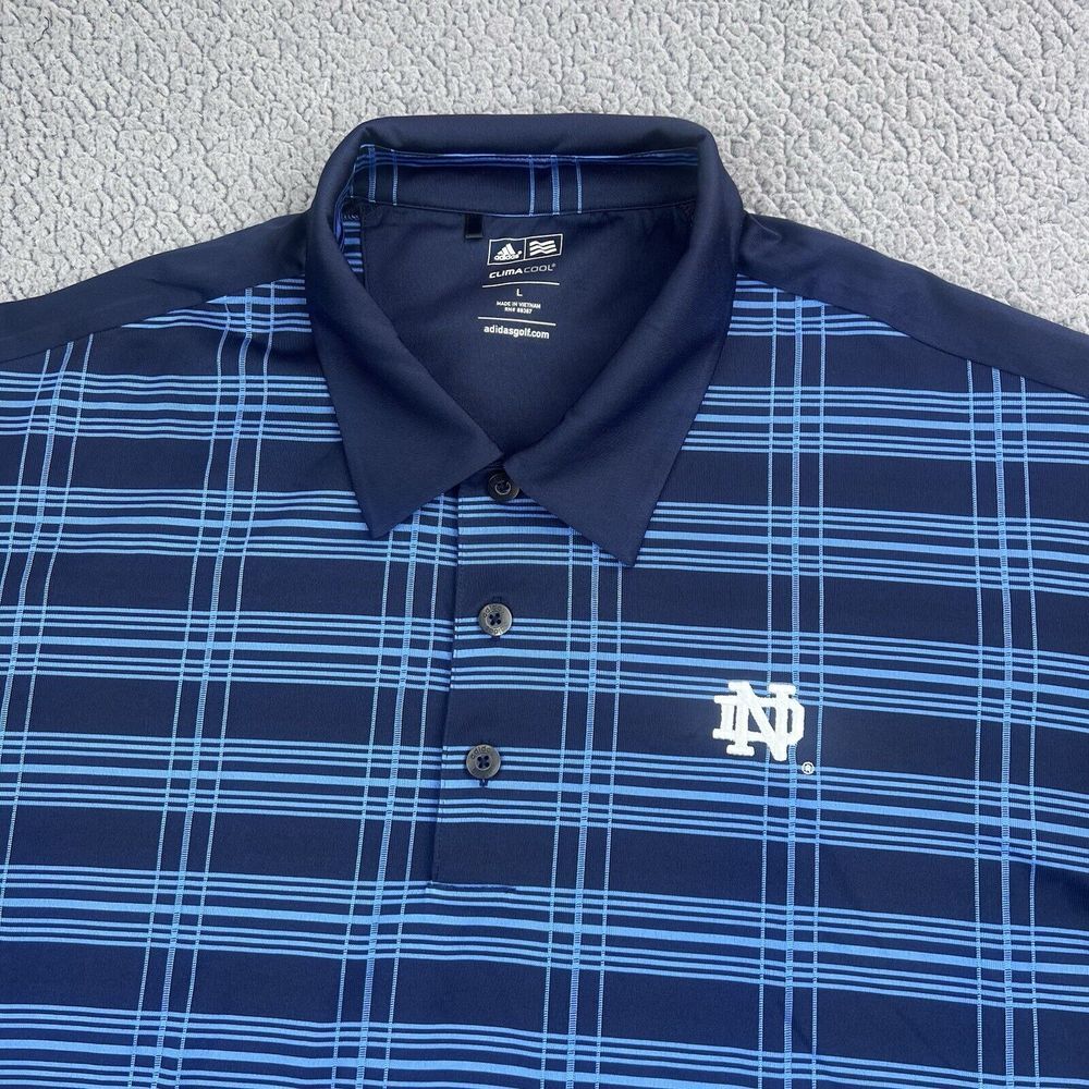 Adidas Climacool Golf Polo Shirt Mens Large Blue Note‎ Dame Performance Stretch